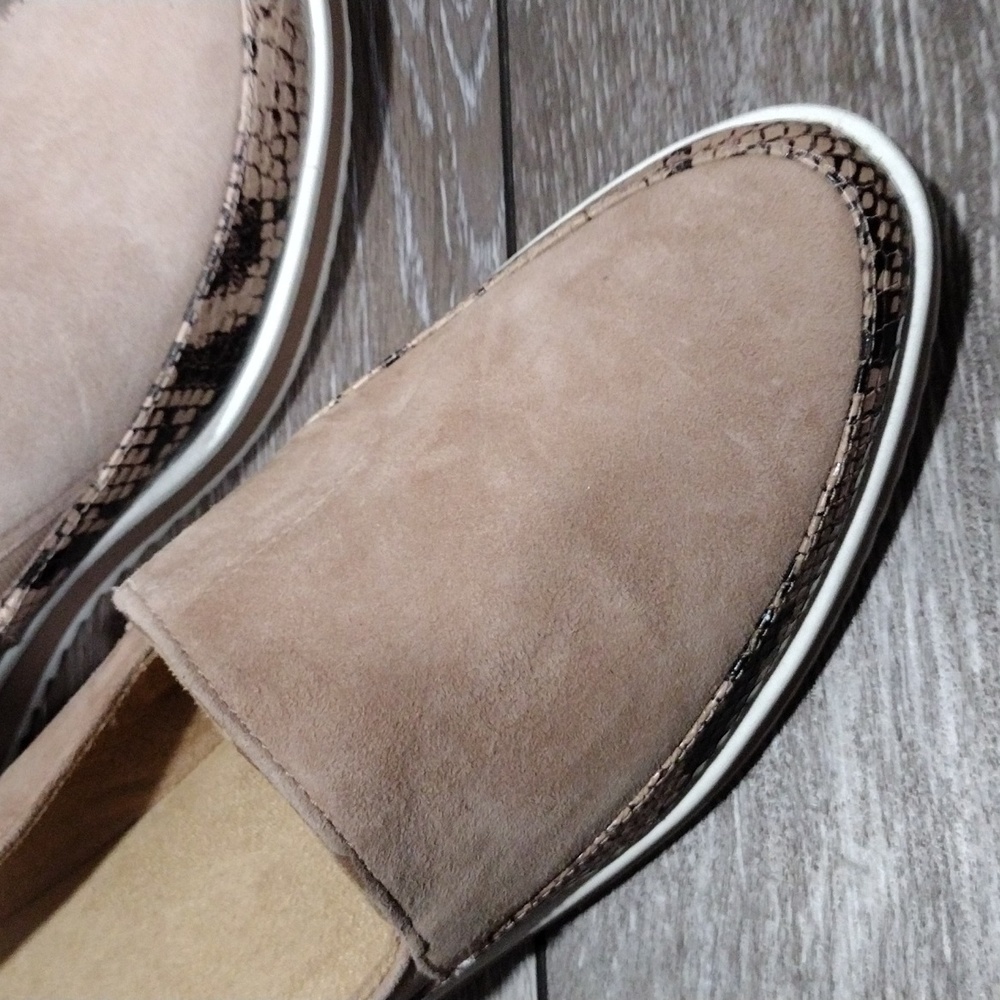 Naturalizer Tan Suede Loafers With Python Print L… - image 2